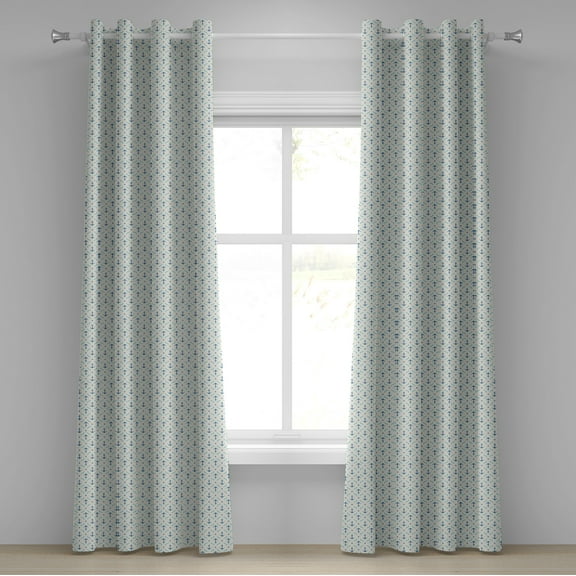 Ambesonne Anchor Grommet Curtain, Yachting Waves Stars, 50" x 84", Beige Blue Pale Blue
