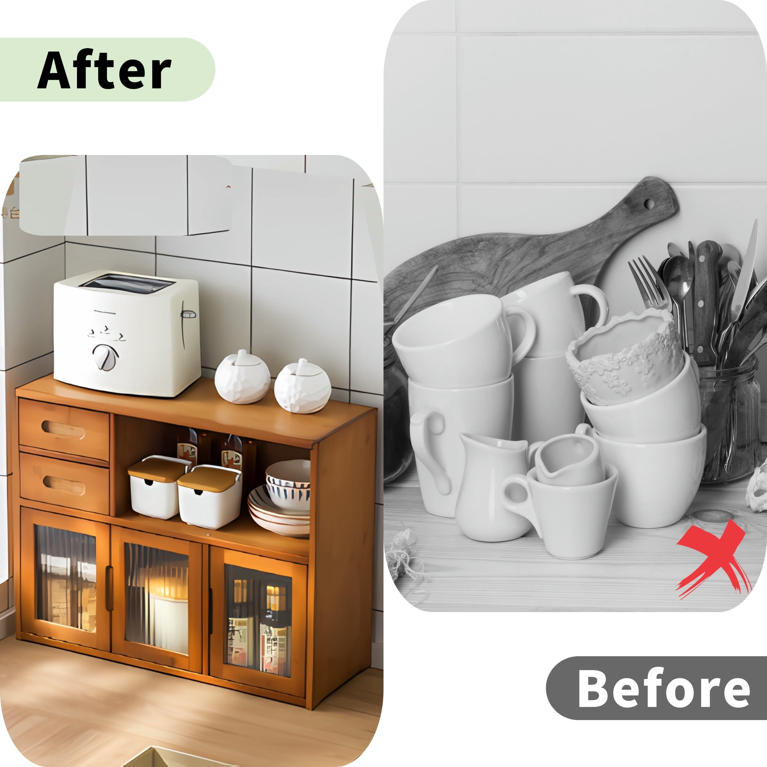 Qunbio Kitchen Desktop Storage Cabinet, Small Sideboard