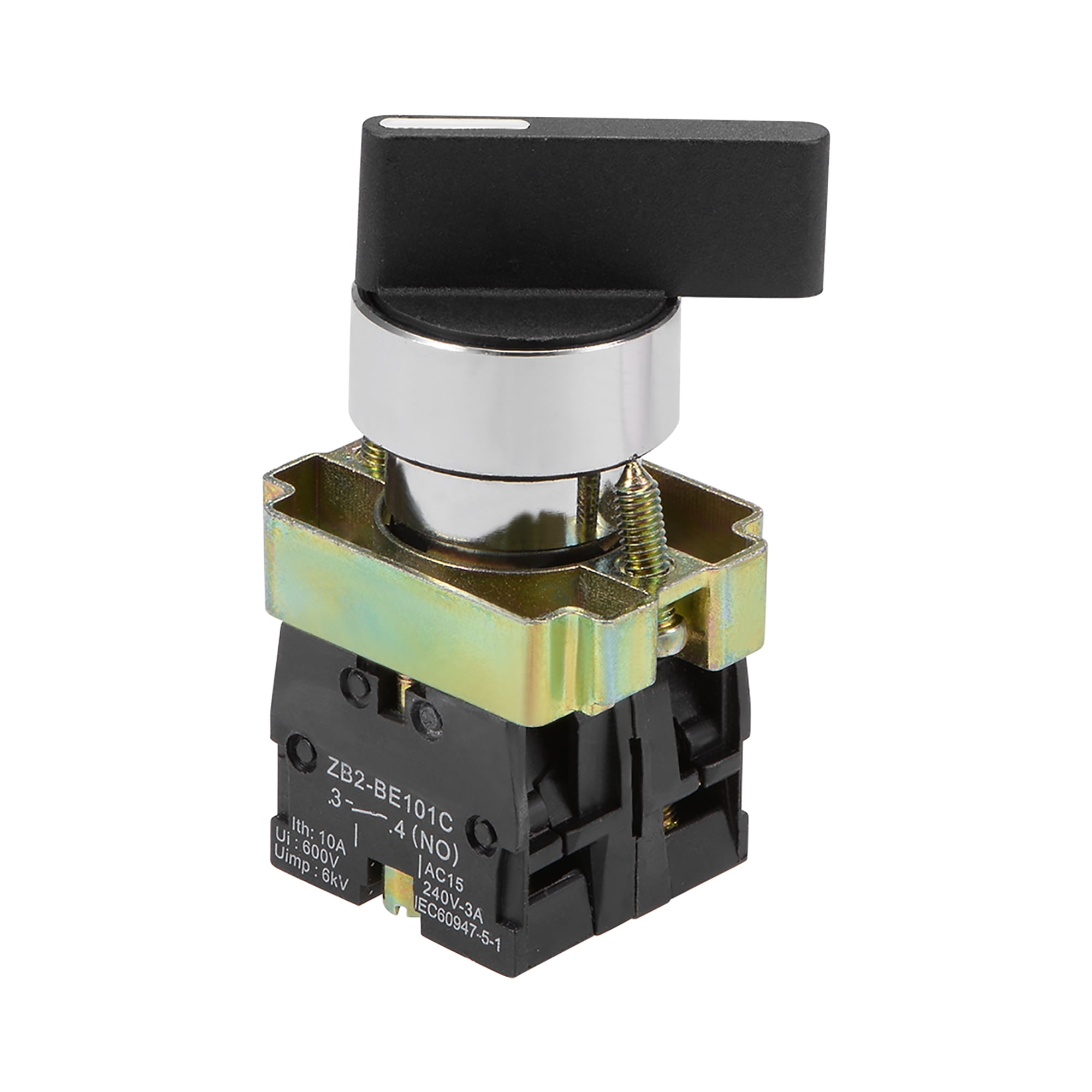 Rotary Selector Switch 2 Positions 1NO 1NC SelfLock Latching 600V 10A Long Handle 1pcs