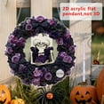 thumbnail image 5 of Halloween Wreaths for Front Door Sign 9 Inch Acrylic Skeleton Lover Purple Black Rose Wreath Ornament Door Hanger Decoration for Home Wall Decor Halloween Party Outdoor Indoor Decor, 5 of 5