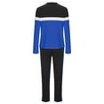 thumbnail image 3 of FAWUUDO Women Stripe Patchwork Two Piece Sweatsuit Round Neck Pullover and Skinny Long Pants Sets Blue, 3 of 6