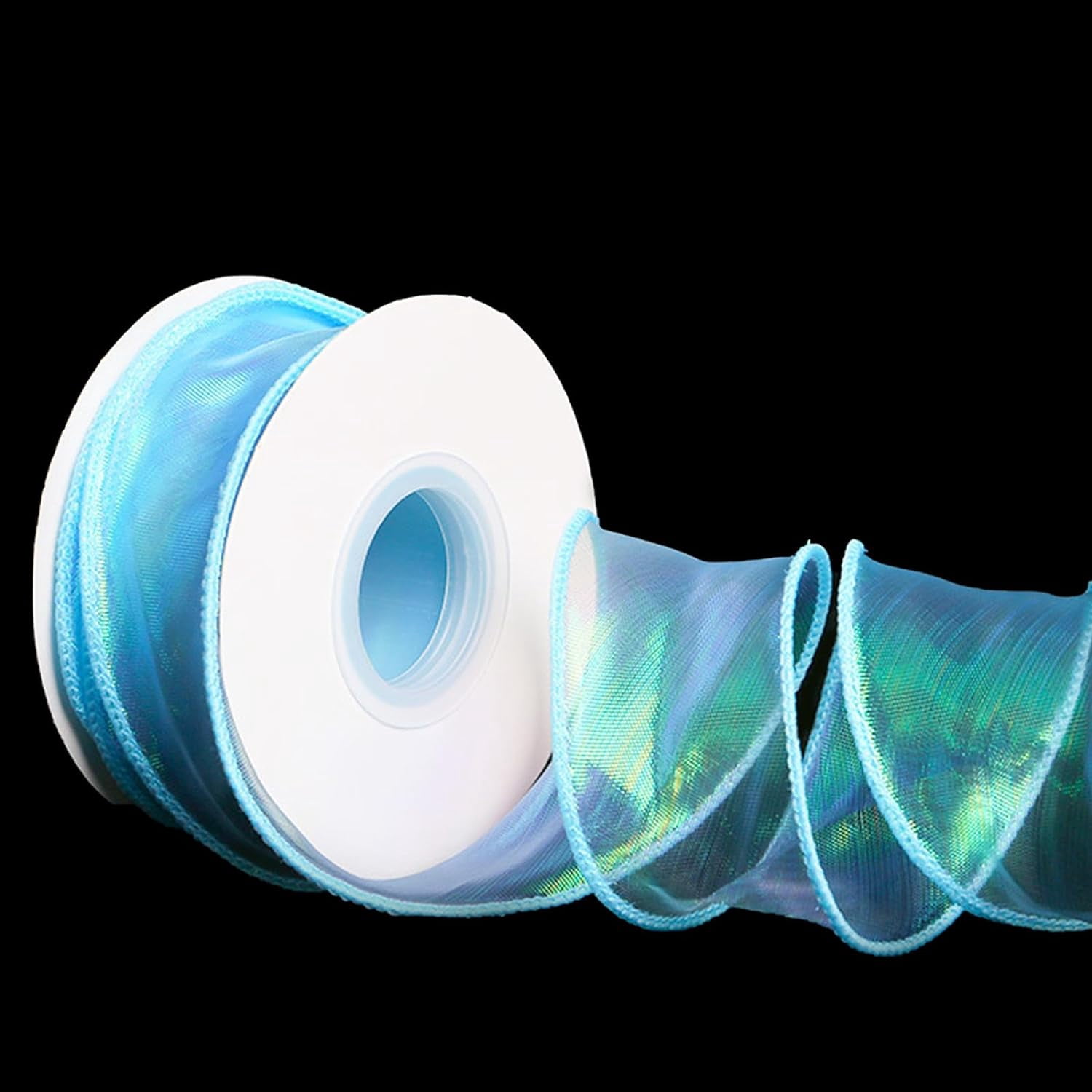 2 Rolls Laser Blue Organza Ribbon 1-1/2 Inch Wide 10 Yards for Gift wrap Bow DIY Craft Bouquet Wreath Baking Baby Shower Wedding Parties Valentine Christmas Tree Decoration