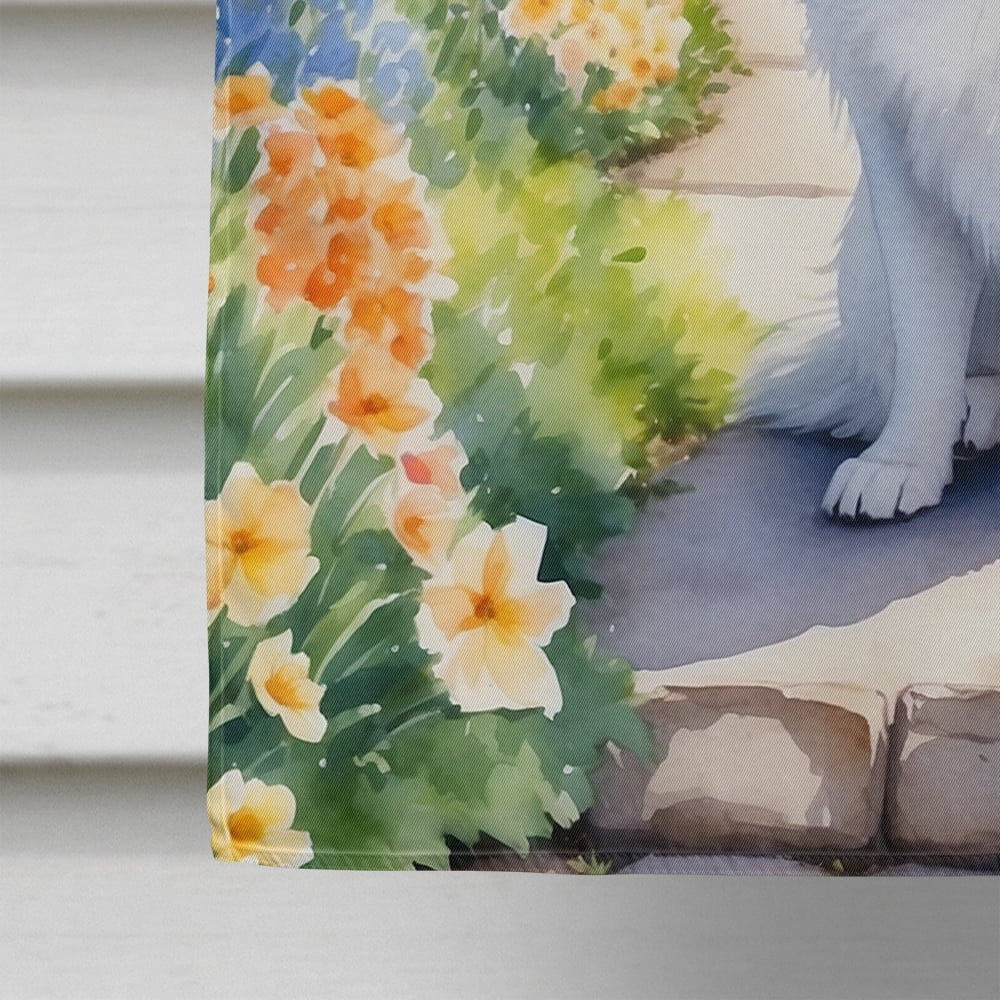 American Eskimo Spring Garden House Flag 28 in x 40 in