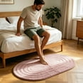 thumbnail image 1 of 40x60cm Elliptical Microfiber Bath Mat, Soft Absorbent Non-Slip Rug for Bathroom Shower Kitchen, 1 Count, 1 of 5