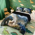 thumbnail image 2 of Manfei Wild T-Rex Animals King Size Comforter Sets,Retro Triceratops Dinosaur Comforters King Size,Blue Yellow,Black Reversible,3pcs,1 Comforter and 2 Pillowcases, 2 of 7