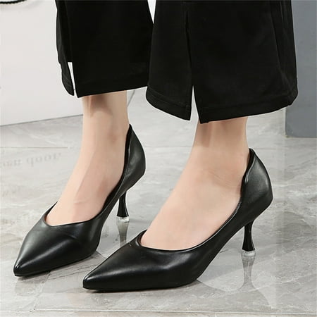 

pumps fashion summer women pumps pointed toe solid color medium heel shallow mouth casual work shoes