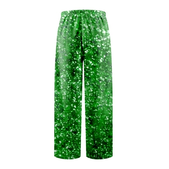 SNOWSONG Mardi Gras Outfit for Women, Women's Flannel Pants - Carnival Market Style, Casual & Comfortable, Wide Leg Pants Women Green L