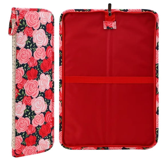 Knitting Needle Case, Knitting Needle Holder Case, Soft Knitting Pins Case 40 cm, Knitting Pin Storage Case for Long Needles (Red)