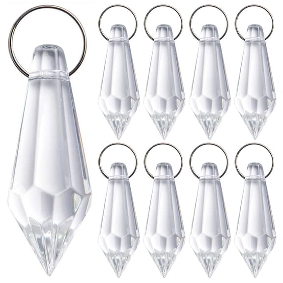 30Pcs 38mm Chandelier Crystal Pendants Drops Clear Glass Beads Connected with 100pcs 14mm Stainless Jump Rings for Wedding Party Christmas Decoration