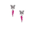 thumbnail image 2 of Delight Jewelry Silvertone Hot Pink Lightning Bolt Silvertone Antiqued Butterfly Post Earrings, 2 of 4