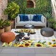 thumbnail image 2 of Farmhouse Cow Outdoor Rug for Patio/Deck/Porch, Non-Slip Large Area Rug 5 x 7 Ft, Pastoral Sunflower Botanical Gray Plaid Indoor Outdoor Rugs Washable Area Rugs, Reversible Camping Rug Carpet Runner, 2 of 8
