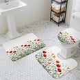 thumbnail image 3 of Spring Poppy Bathroom Rugs Set Flower White Floral Sage Green Leaves Non Slip Absorbent Soft Bath Mats 3 Piece Set with Bathroom Rug, U-Shaped Floor Mat, Toilet Seat Cover Large Size, 3 of 9