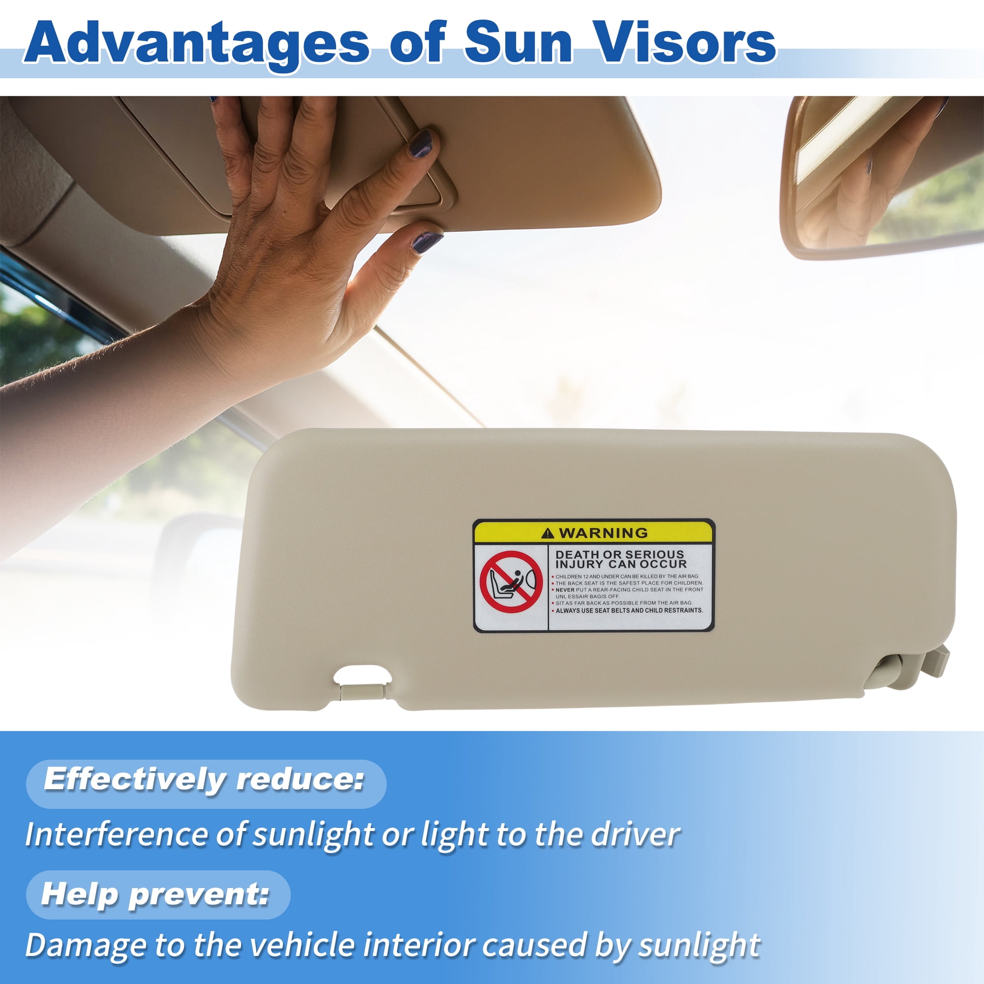 Unique Bargains Right Side Sun Visor Assembly for Hyundai Accent 1E 2011-2015 Beige