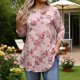 thumbnail image 1 of TaTaai Stretchy Lightweight Rose Print Women's Loose Fit Long Sleeve Round Neck Top Classic Neckline for Commute Casual Holiday Wear Gift, 1 of 7