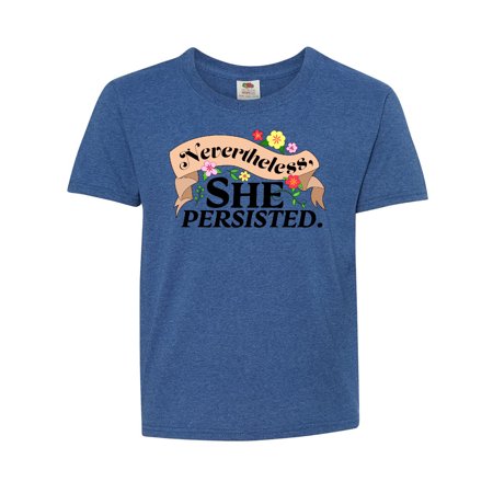 Nevertheless, She Persisted with Flowers Youth T-Shirt