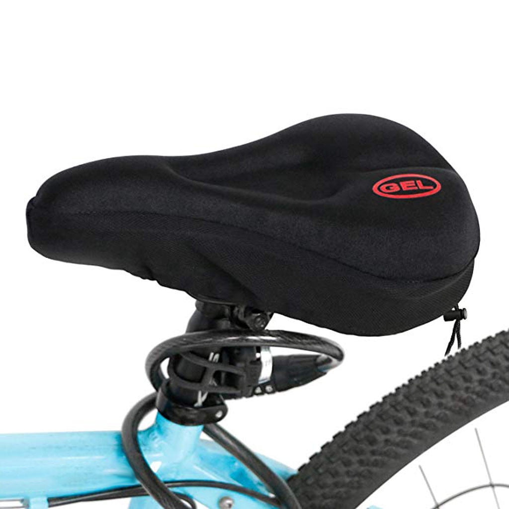 Memory Foam Bike Seat Cover, Extra Soft Large Wide Bike Seat Cushion for Women and Men Comfortable Durable Bicycle Saddle Cushion with Waterproof Cover 11in X 10in 