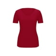 thumbnail image 6 of QHFBli Womens Casual V Neck Short Sleeve T Shirts Going Out Tops Double Lined Slim Fitted Summer Basic Tee, 6 of 7
