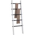 thumbnail image 1 of MyGift 5 ft Industrial Pipe Design Wall Leaning Towel Rack, Whitewashed Wood, 1 of 6