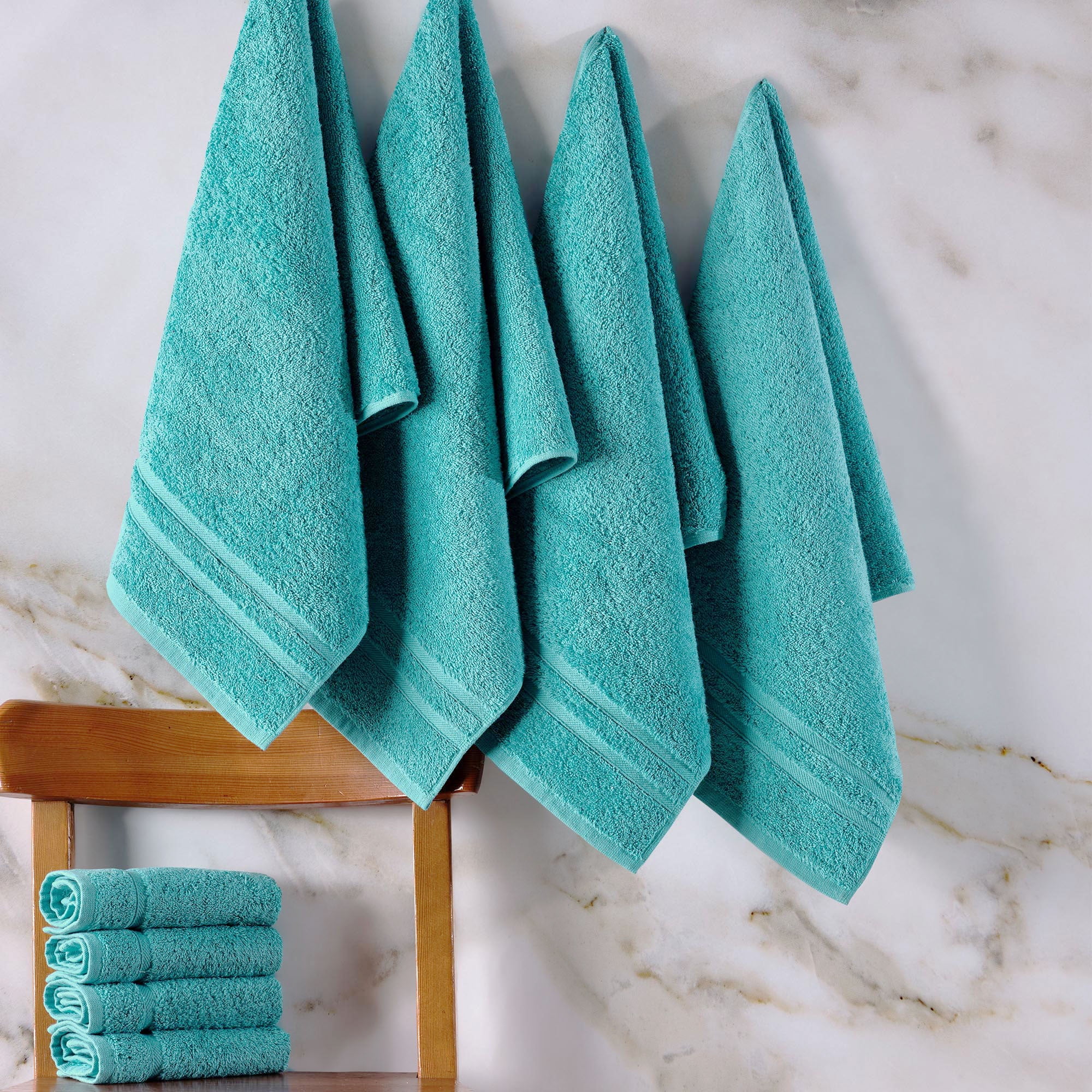 Hawmam Linen Thick Bathroom Hand Towels Set Soft Hotel grade Quick Dry and Highly Absorbent Water Green Walmart