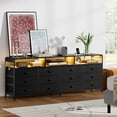 thumbnail image 4 of GUNAITO TV Stand for TVs up to 75", Big TV Stand with 12 Fabric Drawers and LED Lights, Entertainment Center with Storage and Shelves for Living Room, Black, 4 of 12
