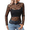 thumbnail image 1 of Blusa de de Larga para Mujer con Cuello Alto Transparente Negro XL, 1 of 10