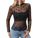 thumbnail image 1 of Blusa de de Larga para Mujer con Cuello Alto Transparente Negro M, 1 of 10
