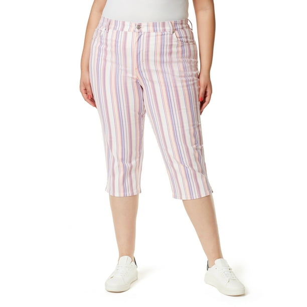 Gloria Vanderbilt Women's Plus Size Amanda Capri Pants with Rivets ...