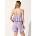 thumbnail image 4 of DARING DIVA Women's Ruffled Pleated Spaghetti Strap Sleeveless Rompers S Purple, 4 of 6