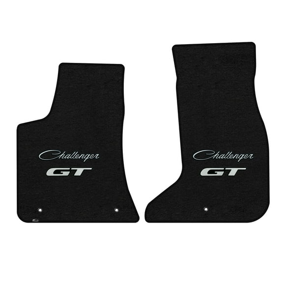 Lloyd Mats LogoMat Custom-Fit 2PC Carpet Floor Mats for 2017-2023 Dodge Challenger AWD, Charcoal