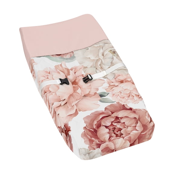 Sweet Jojo Designs Peony Floral Garden Pink and Ivory Changing Pad Cover