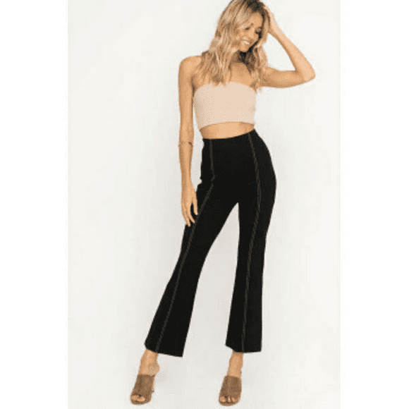 Lush Woven High Waisted Stretch Flare Leg Pants In Black Size S