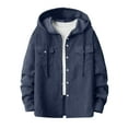 thumbnail image 4 of Wancir Men's & Boys Hooded Corduroy Shirts Jacket Long Sleeve Button Down Shirt Jacket, 4 of 8