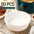 thumbnail image 1 of serony 50 Pcs Feuilles de Papier Parchemin Feuilles de Papier Friteuse à air Chaud Imperméable Jetable pour Cuisson Friteuse Papier Parchemin Cuisson Four Blanc, 1 of 8