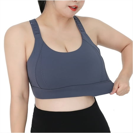 

Hfyihgf On Clearance Women s Plus Size Sports Bra Front Adjustable High Impact Support Lightly Padded Wireless Racerback Workout Running Yoga T-Shirt Bras(Navy 4XL)