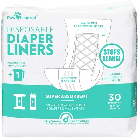 UPC: 0682198791733 | Paw Inspired 30ct Dog Diaper Liners Diaper Pads | Washable Reusable Female Dog Doggie Pet Diapers and Male Wraps Belly Bands Cover Inserts | Period Menstrual Pads for Dogs | Puppy Diapers Pads Inserts
