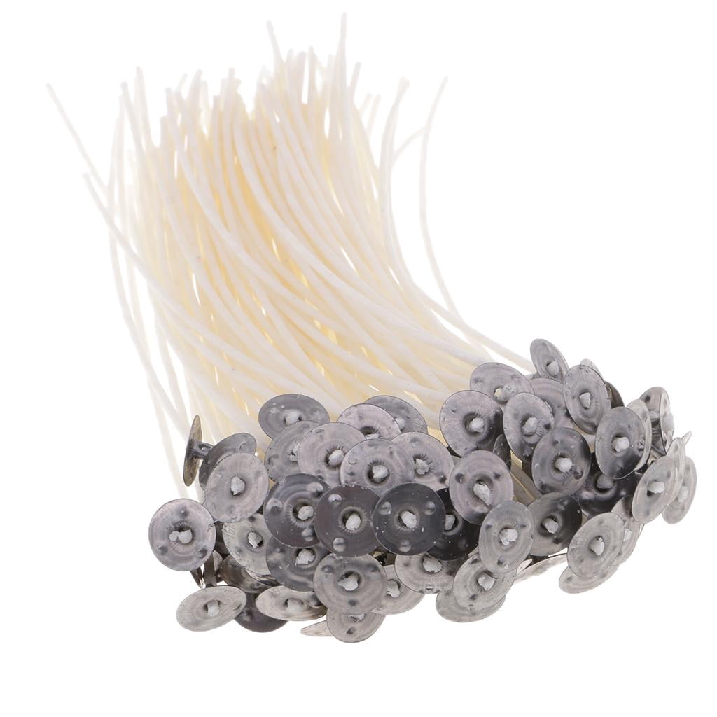 FVDPWYE 100x Pre-Waxed Tealight Candle Wicks with Sustainers For Candle Making 15cm 100pcs-15cm
