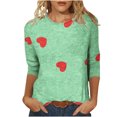 thumbnail image 1 of Camiseta de Cuello Redondo Impresa Casual para Mujeres con Mangas 3/4, Camiseta de Moda Casual de Longitud Media, 1 of 4