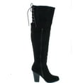 thumbnail image 6 of Chase & Chloe Max-2 Women's Over The Knee Thigh High Suede Chunky Heel Boot, Black, 10, 6 of 7