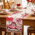 thumbnail image 5 of Pink Valentine's Day Table Runner 108 Inches Long Farmhouse Dress Scarves, Love Heart Romantic Roses Gnomes Truck Dining Tablerunner for Coffee Table/Kitchen Island/Party Décor, 13" x 108", 5 of 8