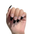 thumbnail image 4 of Black French Long Ballet Nails - 24 Piece Removable Press-On Nails for Women's Prom and - Alternative, 4 of 5