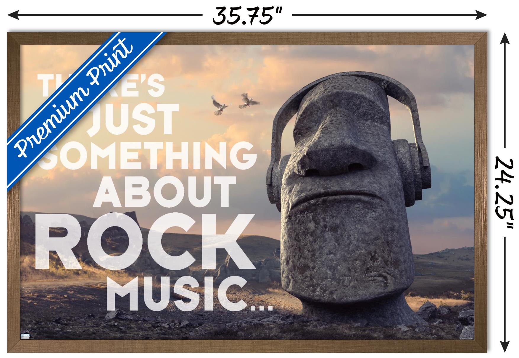 Moai Statue - Music Wall Poster, 22.375" x 34", Framed