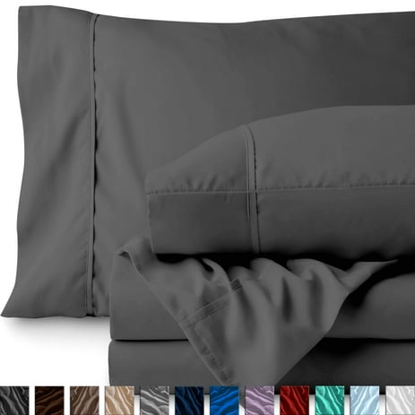 Premium 1800 Ultra-Soft Microfiber Collection Sheet Set - Double Brushed - Hypoallergenic - Wrinkle Resistant - Deep Pocket (Queen, Gray)