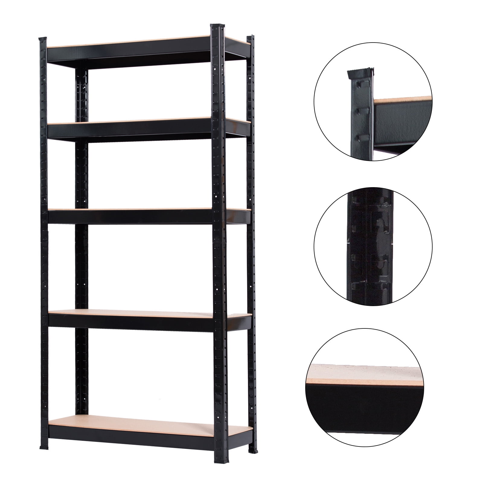 1650LBS Storage Shelves 5 Tier Garage Shelving Heavy Duty 59.06" H x 27.56" W x 11.81" D Adjustable Metal Shelving Unit for Garage Shelves Utility Rack Shelf for Basement Pantry Closet Shelves,Black