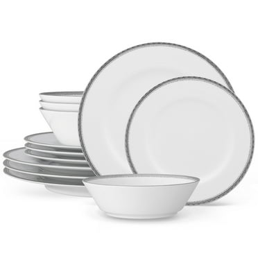 Noritake Whiteridge Platinum 12-Piece Dinnerware Set, Service for 4