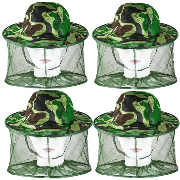 Cheers US 4pcs Camouflage Beekeeping Beekeeper Anti Mosquito Bee Bug Insect Fly Mask Cap Hat with Head Net Mesh Face Outdoor Fishing Equipment