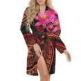 thumbnail image 5 of Beautiful Hand Drawn Floral Pattern Night Robe Long Sleeve V Neck Robe With Belt Women's Sleepwear Dresses, 5 of 9