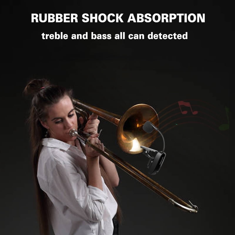 UHF Wireless Saxophone Microphone System Clips over Instrument Receiver Transmitter Trumpet Trombone French Horn