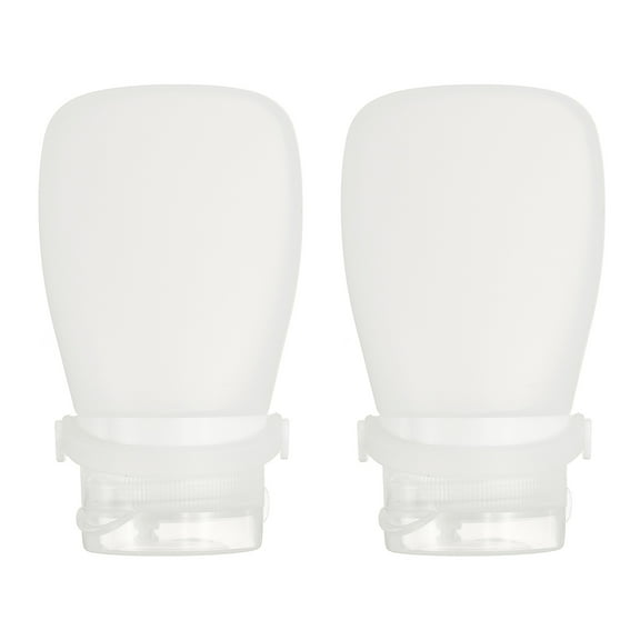 2 Pcs 2 oz Silicone Squeeze Bottle, Refillable Travel Bottles Leak Proof Containers for Toiletries, Translucent