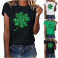 thumbnail image 5 of Diufon St Patricks Day Shirt Women Short Sleeve Crewneck Tee Blouse Shamrock Graphic Print Pullover Tops, 5 of 8