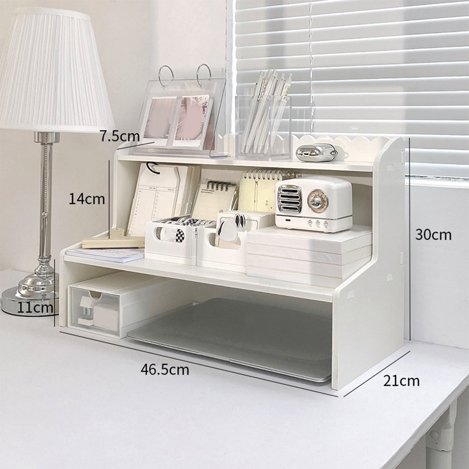 Desktop Shelf Organizer Office Storage, Expandable Bookshelf Display Rack, Versatility Office Supplies Desk Organizer, for makeup storage, desktop storage L 46.5*21*30cm